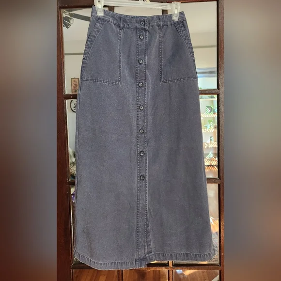 Eddie Bauer Slate Blus Button-Down Full Skirt - Picture 1 of 3